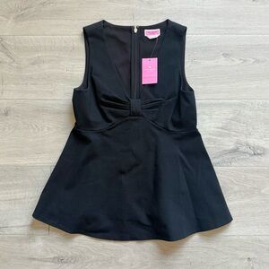 Kate Spade Ponte Bow-knot Black V-Neck Top XS, 0 NWT